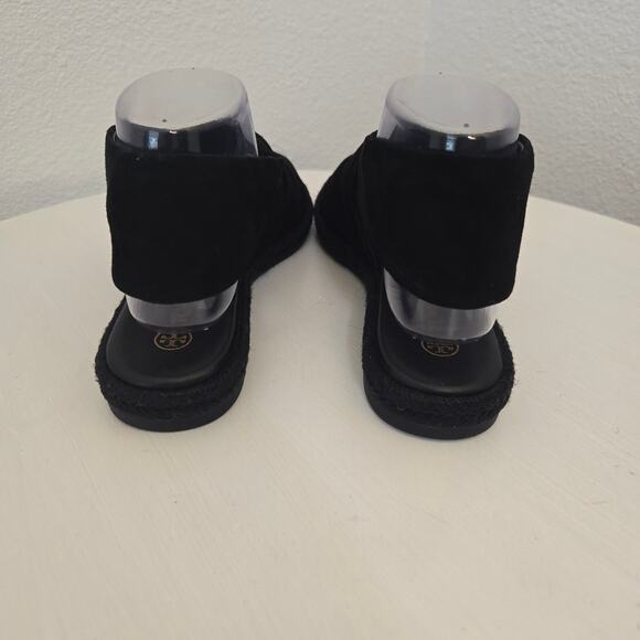 Tory Burch Women's Black Suede Leather Slingback Espadrille Sandals Size 7 - Picture 6 of 10